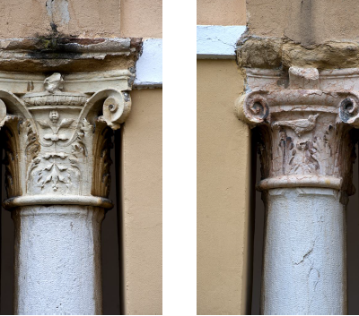 Particolari delle colonne del Chiostro